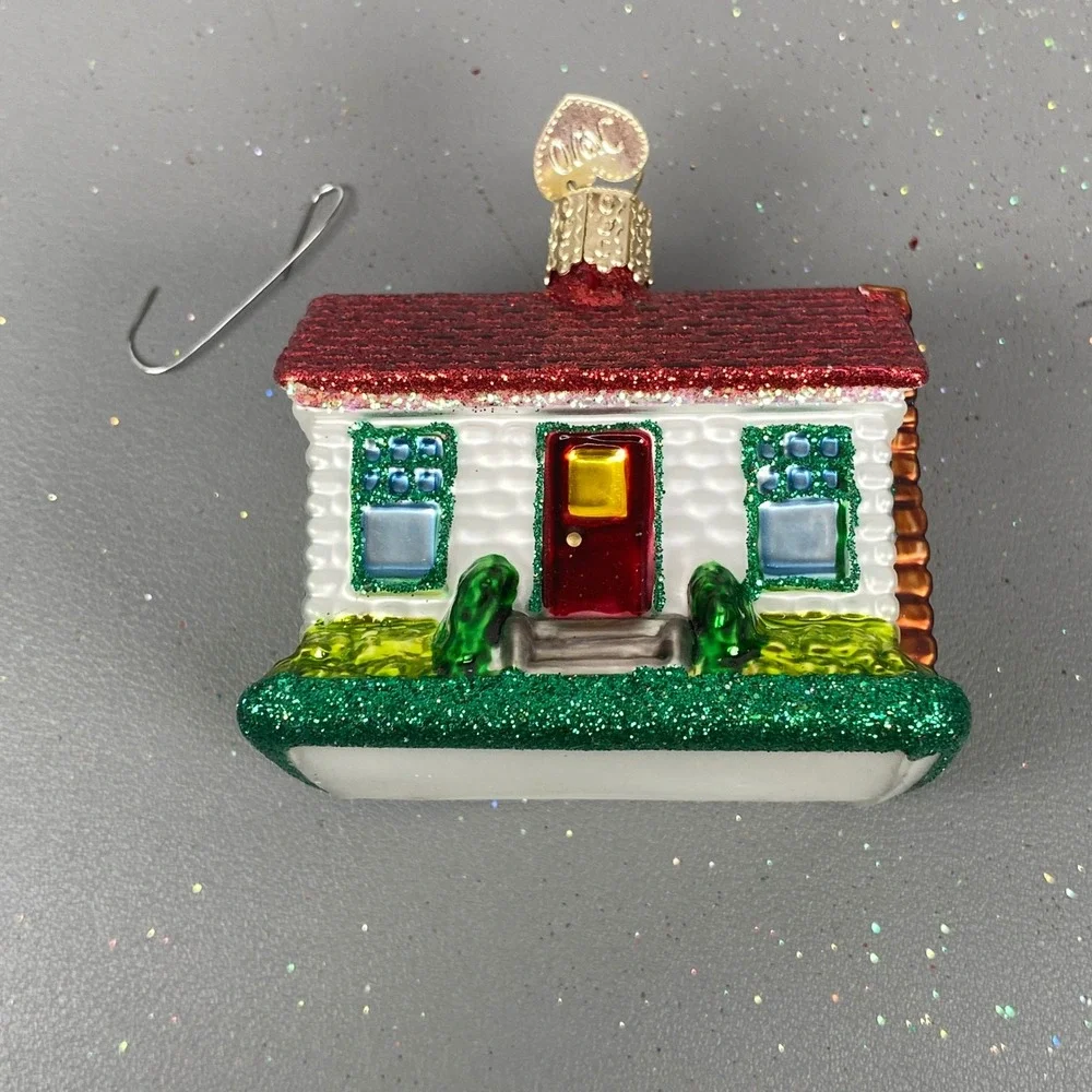 Old World Christmas Glass Ornaments Inside Art Santa Fireplace & Cottage House